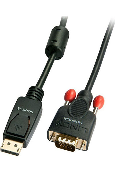LİNDY Καλώδιο DisplayPort αρσενικό - VGA αρσενικό 2μ Μαύρο (41942)