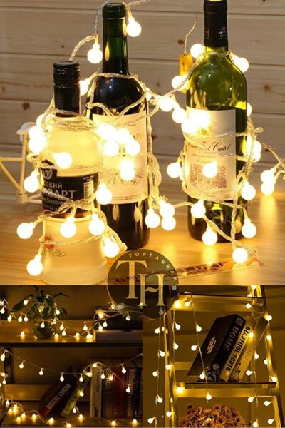 Toptanhane Boncuk Top Led Işık Fişli 8 Fonksiyonlu 5 Metre 28 Top Eklenebilir Yılbaşı Doğum Günü Ağaç Süsü New