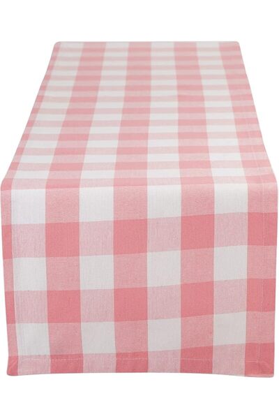 DII Buffalo Check Collection, Classic Farmhouse Table Runner, 14x72, Pink & W...