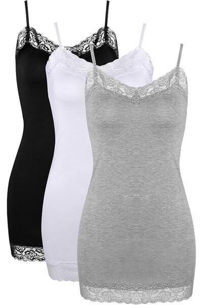 SATINIOR 3 Pack Women Tank Tops Lace Cami Camisoles Adjustable Spaghetti Stra...