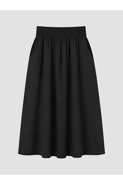 LC Waikiki Black Elastic Waist Pocket Flared Skirt