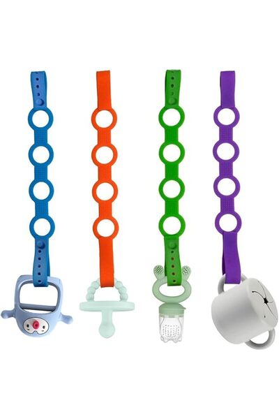 GENERAL 4PK Toy Safety Straps, Stretchable Silicone Pacifier Clips Baby Toddl...
