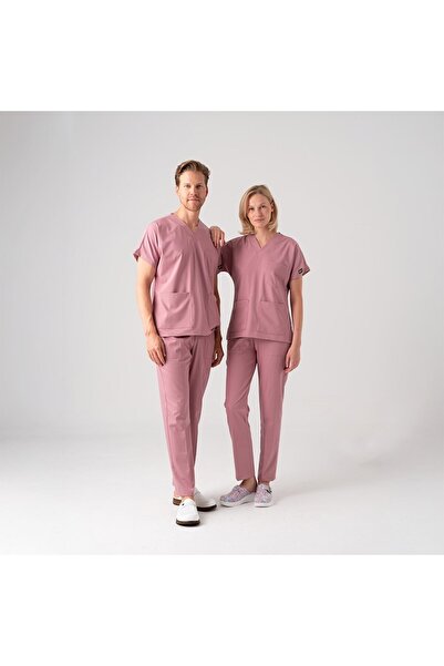 ÇİZGİ MEDİKAL Gül Kurusu Dr. Greys Doktor Hemşire Medikal Scrubs Takım Best L...