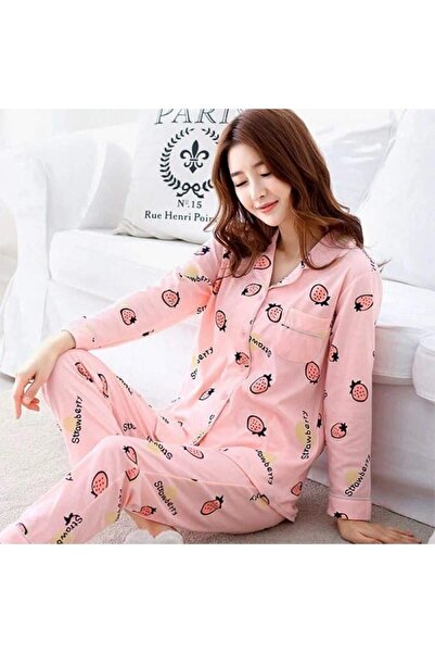 GENERAL Women'S Pajamas Cotton Pajama Set Long Sleeve Top + Pants
