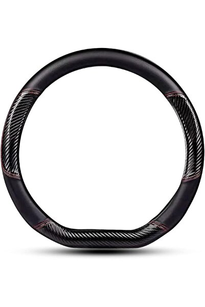 GENERAL HAOTULE Car Carbon Fiber and Leather D-Shape Steering Wheel Cover, St...