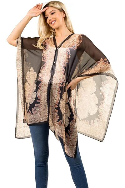 SarQa Scarft Chiffon Cover-up Sarong and Sun Protective Kimono Shawl