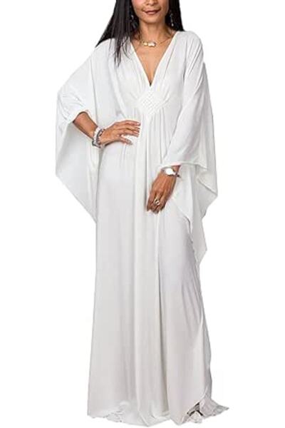YouKD Women's Long Kaftan Maxi Dress Boho Swimsuit Beach Cover Up Robes One S...