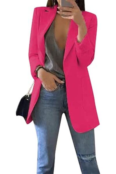 YMing Women's Blazer, Elegant Loose Cardigan Jacket with Lapel Collar, Notch ...