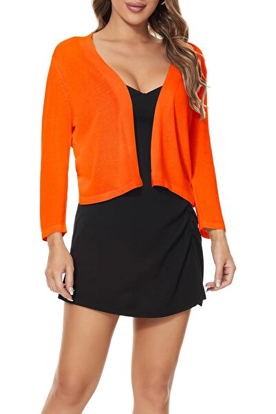 GENERAL Satuun Women's 3/4 Sleeve Shrugs Lightweight Open Front Cropped Cardi...