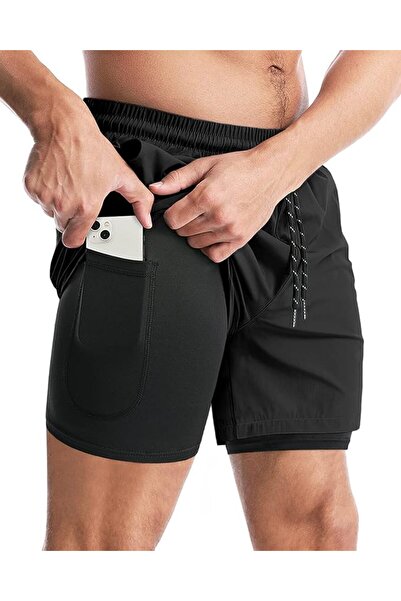 GENERAL Aolesy Men’s 2 in 1 Running Shorts, Workout Gym Athletic Shorts for M...