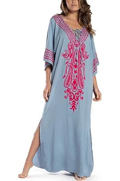 GENERAL Women's Cotton Kaftan Loungewear Boho Homewear Oversized Kimono Maxi ...