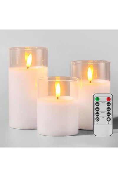 GENERAL Tyawon Glass Battery Operated LED Flameless Candles with Remote and T...