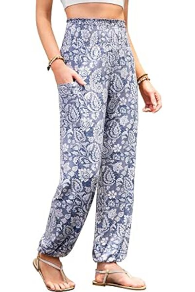 GENERAL QIANXIZHAN womens Boho Palazzo Slacks
