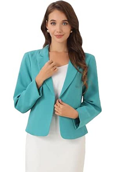 Allegra K Women's Open Front Office Work Business Crop Suit Blazer Jacket