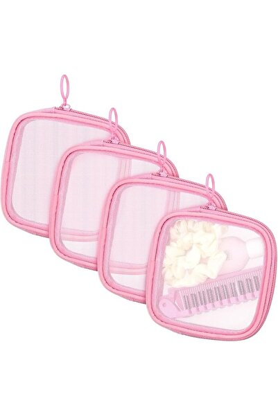 EXCEFORE Mesh Makeup Bag, 4Pcs Clear Toiletry Pouch with Zipper Mini Portable...
