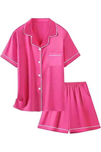 GENERAL Schbbbta Girls Boys Satin Pajamas Set, 2Piece Silk Nightwear Button-D...