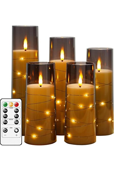 GENERAL kakoya Flameless LED Candles with Timer 5 Pc Flickering Flameless Can...