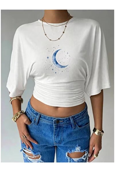 PAVRO Unisex Comfortable Fit Tshrit Mixed Print Tshirt Double Bat Sleeve Crop...