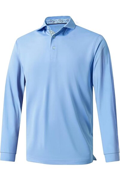 M MAELREG Men's Golf Polo Shirts Short Sleeve Striped Performance Moisture Wi...