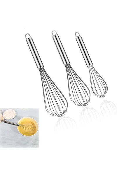 Duomama 3-Piece Stainless Steel Whisk Set - 8", 10", 12" Egg Whisks for Cooki...