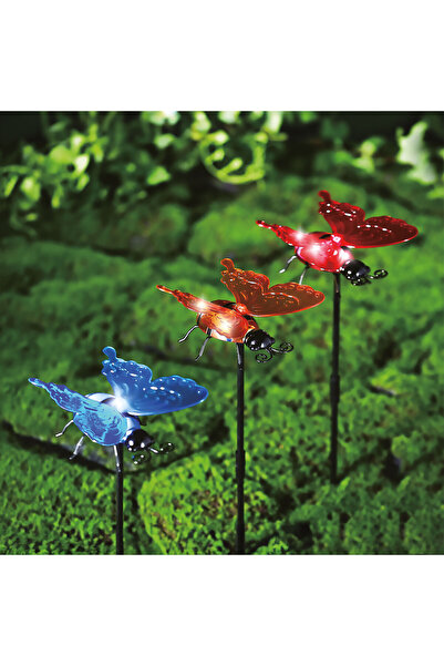 Alista Home Lampă solară fluture cu țăruș și sistem de agățare, 4 LED-uri alb...