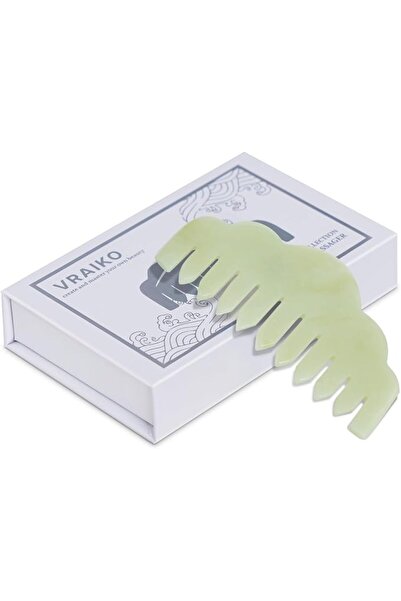VRAIKO Natural Jade Comb Head Massager, Scalp Massage Comb and Gua Sha Scrapi...