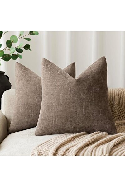 Foindtower Pack of 2 Soft Textured Throw Decorative Pillow Covers Square Acce...