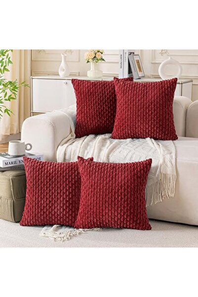 Cozoomy Set of 4 Grey Decorative Throw Pillow Covers 18x18 Inch Corduroy Pill...