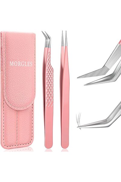 MORGLES ملقط رموش لتركيب الرموش الاصطناعية، 3 قطع لتشكيل الرموش الكثيفة، للمح...