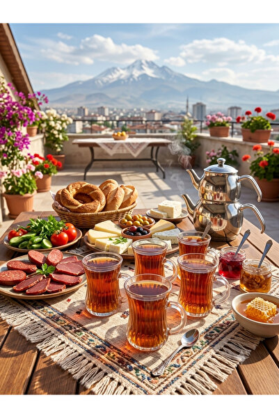 DİBA AVM Glass Tea Cup with Handle 6 Pcs / Volume 110 ml
