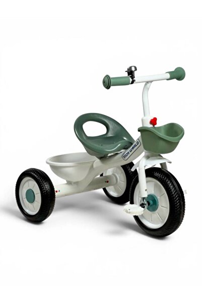 ALBADER Kids Tricycle with Music & Lights, EVA Wheels, Front Basket & Rear St...