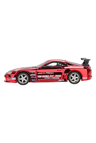 mini gt Toyota Supra A80 Top Secret GT‑300 '14 Kırmızı Krom – 1:64