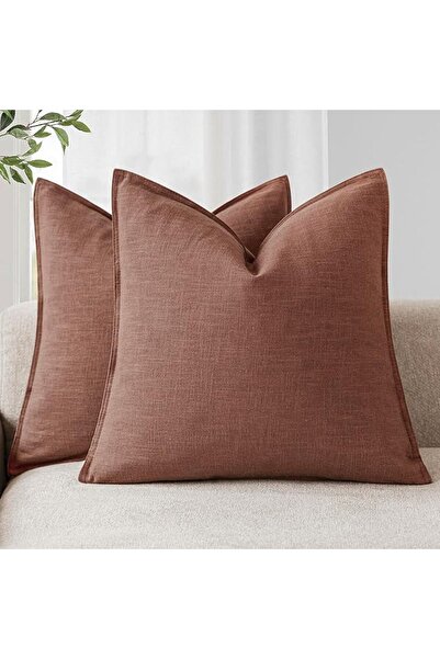 Foindtower Pack of 2, Decorative Linen Soild Throw Pillow Covers Soft Accent ...