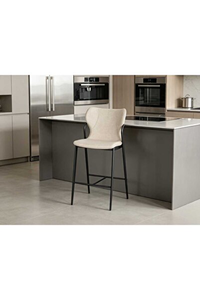 Generic Fabric Bar Chair with Iron Legs in Black Color