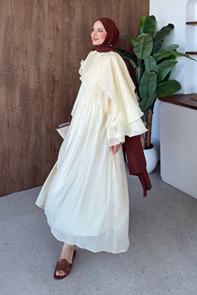 Hazamoda Ezel Cape Dress Yellow