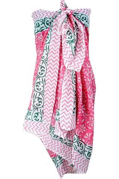 Generic 100% Cotton Block Print Sarong - Women's Swimsuit Wrap Cover-Up, Long...