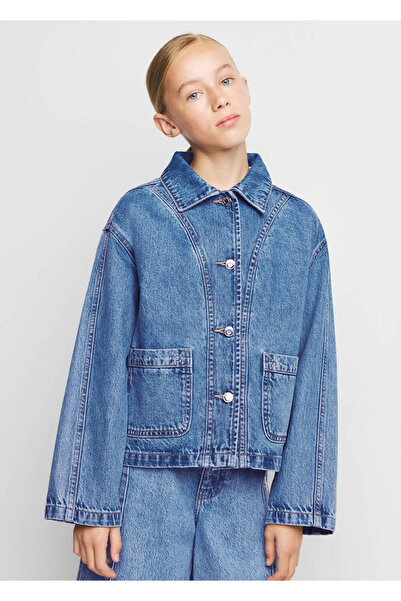 MANGO Kids Zımbalı denim mont