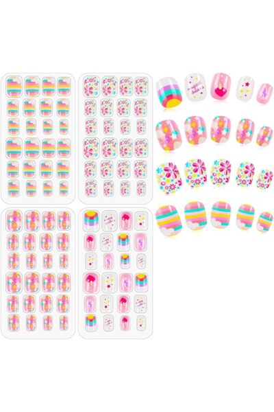 Yelajoy 96 Pcs Kids False Nails, Kids Stick on Nails Children Press on Fake N...