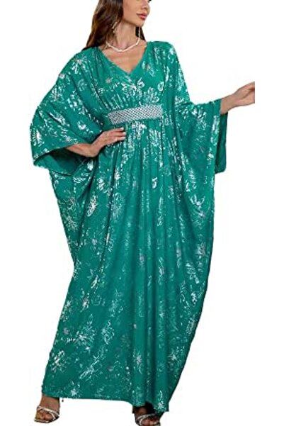 YouKD Women's Solid Color Bohemian Kaftan Dress Beach Cover Ups Plus Size Bat...