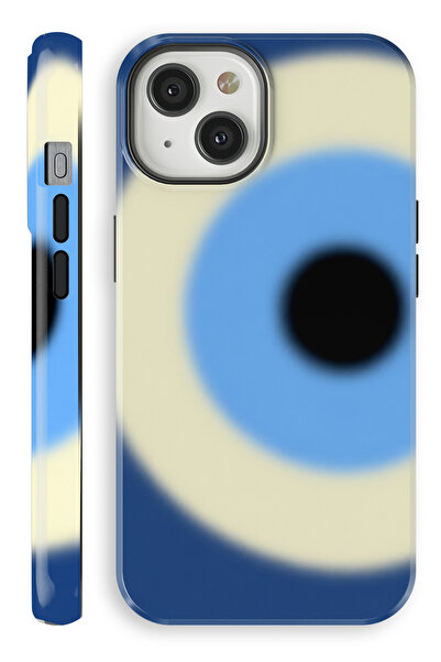 WANNA PROTECT iPhone 15 Nazar Boncuğu Çift Katmanlı Tam Kaplayan Baskı Parlak...