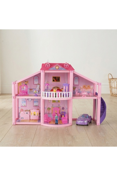 DeaL Casa de păpuși de vis, 2 etaje cu garaj și figurine - Distracție garanta...