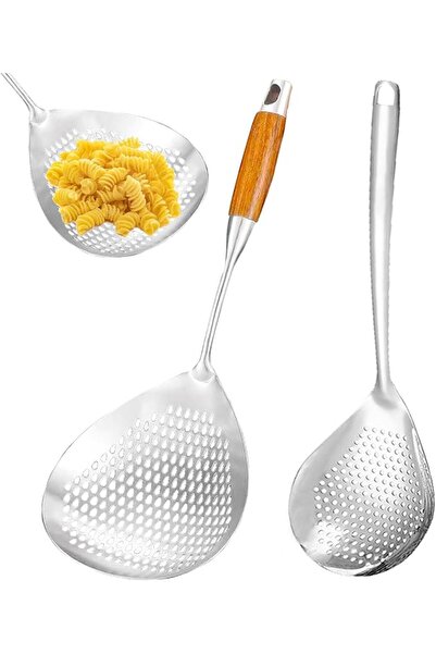 TERRIFI Skimmer Slotted Spoon Strainer, 2-Pack Stainless Steel Frying Spoon w...