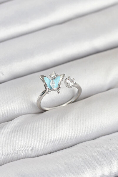 SORA GROUP Brass Silver Color Butterfly Model Women's Ring