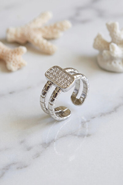 SORA GROUP Clariss Parallel Luxury Zircon Stone Silver Color Ring