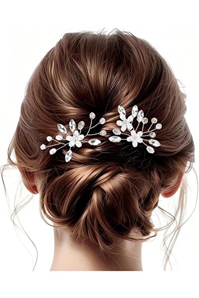 KASTWAVE 2 PCS Wedding Hair Pins, Pearl Hair Clips with Flower Design and Cry...
