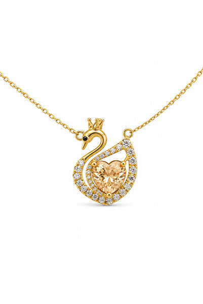 Swan Neklace Champagne Stone 925