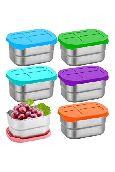 Generic Steel Snack Containers Set of 6 – Leak-Proof Food Storage Boxes with ...