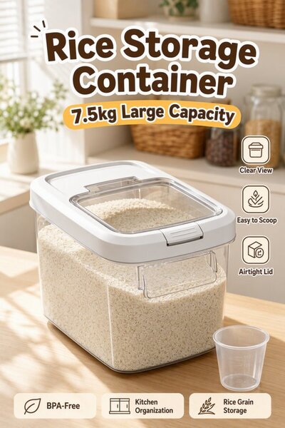 Generic 1 Pc Pp Airtight Rice Storage Container 7 5Kg Large Capacity Moisture...