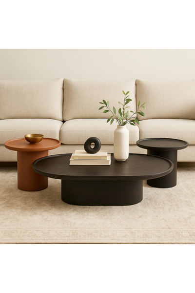 Baytonia 3-Piece Miami Coffee Table - Black and Orange