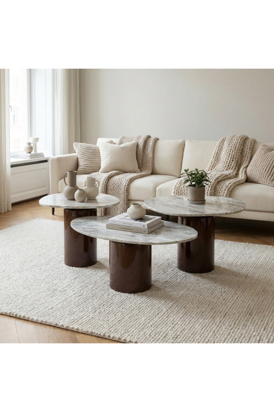 Baytonia Coffee Table Murciana Marble Top-3 Pieces